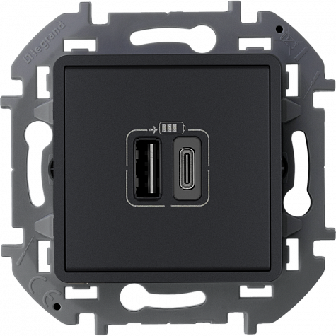 Зарядное устройство с двумя USB-разьемами A-C 240В/5В 3000мА - INSPIRIA - антрацит