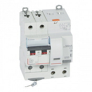 Дифференциальный автомат DX3 300mA 63A 2П Тип AC 4 мод. Legrand
