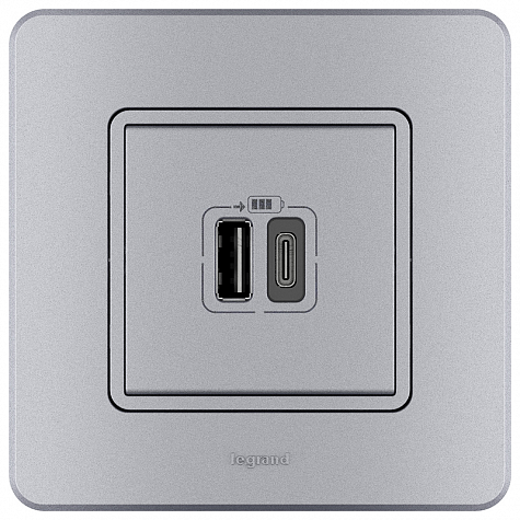 Зарядное устройство с двумя USB-разьемами A-C 240В/5В 3000мА - INSPIRIA - алюминий
