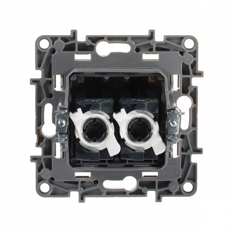 Розетка двойная компьютерная RJ45 UTP кат.6 Белый. Legrand Etika