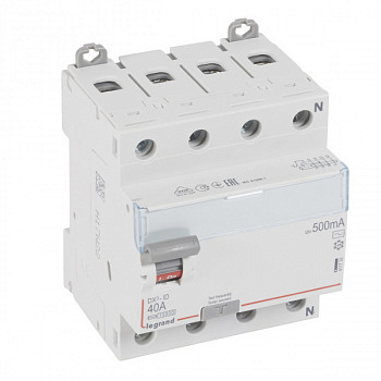 УЗО DX3 4П 500mA 40А тип AC N справ. Legrand