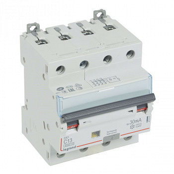 Дифференциальный автомат DX3 30mA 13A 4П Тип A(хар.C) 4 модуля