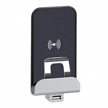 Беспроводное зарядное устройство Qi 1А с дополнительным разьемом USB A 5В 2,4А. Etika. Цвет Алюминий